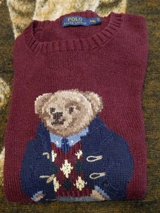 Polo Ralph Lauren Sweater Mens XXL Preppy Bear Cotton Linen Blend Knit Crew - Picture 1 of 7