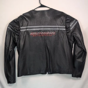 Chaqueta Harley Davidson de cuero genuino para motocicleta negra bordada para mujer 2XL - Imagen 1 de 11