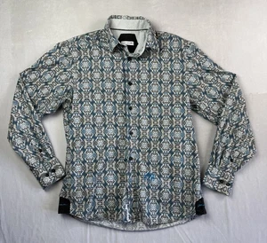 John Lennon Men’s Button Up Shirt Size Med Long Sleeve Flip Cuff Paisley Unique - Picture 1 of 10