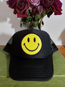Cappello camionista AVIATOR NATION vintage faccina sorridente 🙂 nero. OSFA - Foto 1 di 10