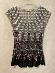 Cato Size XL Blouse Women’s Satin Accordion Stretch Multicolor Top - Picture 1 of 7