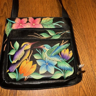BEAUTIFUL Anushka Anna Humming Bird Crossbody Multi Pocket Painted Leather Bag - Image 1 of 4
