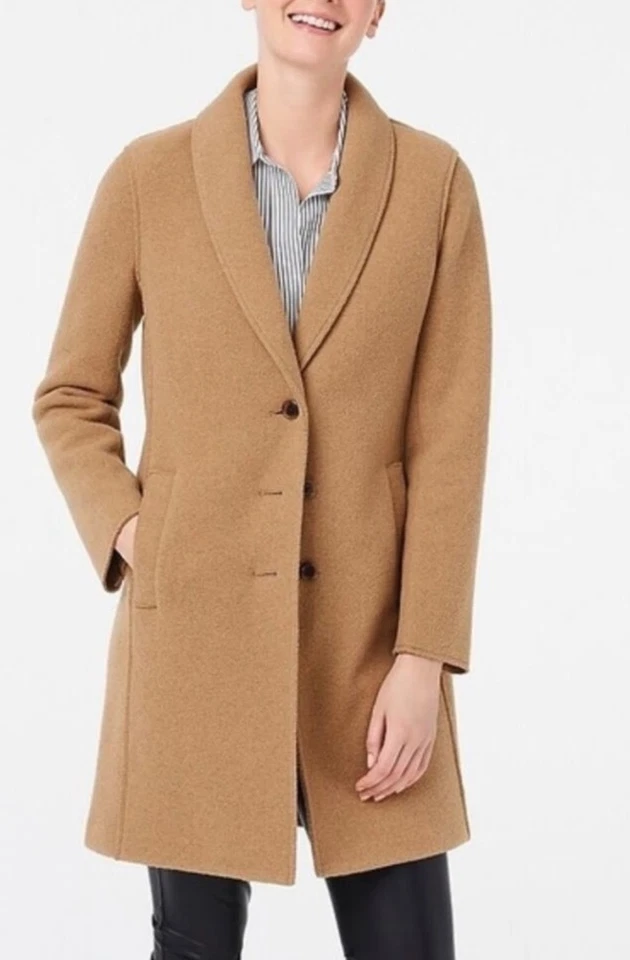 J. Abrigo largo Crew Daphne italiano lana hervida marrón tostado talla 4 Foto 1 de 4