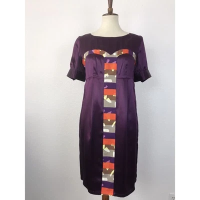 Платье женское Lauren Moffatt размер 6 сменное цветной блок со сборками шелковая смесь ДЕФЕКТ - Изображение 1 из 4