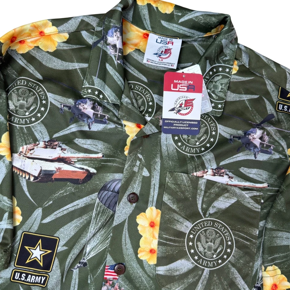 Camisa Paracaidista Aloha Hawaiana Ejército de EE. UU. Lg Militar Licencia Hecha en EE. UU. NUEVA CON ETIQUETAS Foto 1 de 4