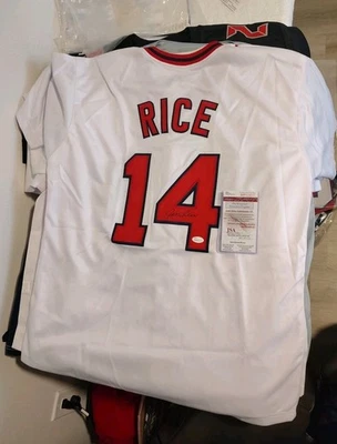 Camiseta deportiva Jim Rice autografiada firmada de los Medias Rojas de Boston personalizada XL - Testigo de la JSA Foto 1 de 3