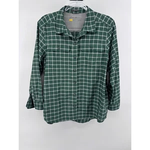 Camicia donna Eddie Bauer verde a quadri Travex vestibilità classica manica lunga - Foto 1 di 4