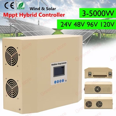MPPT Hybrid Wind Solar 3/5kW Charge Controller 24/48/96/120V Regulator Battery x - Image 1 of 4