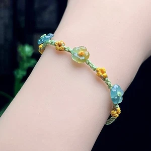 Myanmar Jadeit Blume Armband Charm Amulett natürliche burmesische Jade Armreif - Bild 1 von 5