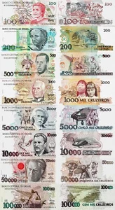Brasil Set 8 Piezas 100+200+500+1000+5000+10000+50000+100000 Cruzeiros P228-235 UNC - Imagen 1 de 1