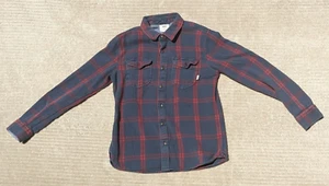 Uomo VANS Bottoni Manica Lunga Plaid Flanella Blu Rosso 100% Cotone - S - Foto 1 di 8
