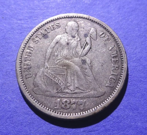 1877 Seated Liberty Dime  XF Cover