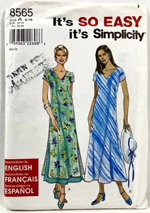 1999 Simplicity Schnittmuster 8565 Damen Kleid 2 Stile Größe 6-16 Vintage 12415 - Bild 1 von 2