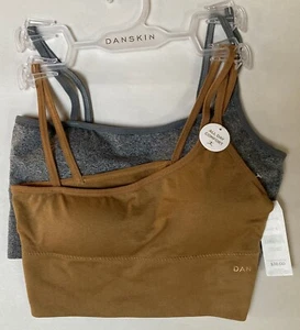 NWT DANSKIN INTIMATES 1 GRAY 1 SUNTAN ASYMETRICAL W/F BRA DS6134 SIZE SMALL $36 - Picture 1 of 2