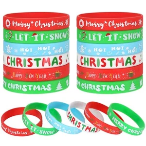 42Pcs Christmas Silicone Bracelets Rubber Wristbands Christmas Party Favors - Picture 1 of 6