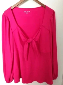 NWT Ava & Viv Fuchsia/ Hot pink Blouse - Picture 1 of 11