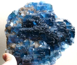 1143g Rare Beauty Transparent Blue Cube Fluorite Mineral Specimen China - Picture 1 of 7