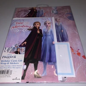 Disney Frozen Birthday card gift wrap & stickers. Card 1 sheet & 7 stickers - Picture 1 of 3