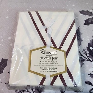 Fundas de almohada Wamsutta Supercale Plus marrones a rayas King 42x48" paquete de 2 de colección - Imagen 1 de 3