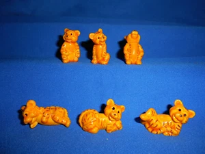 Cartoon TIGERS Set of 6 Miniature Plastic Surprise Toy FIGURINES Mini Figures - Picture 1 of 6