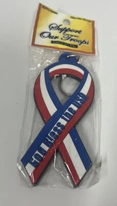 God Bless The USA Band Schlüsselanhänger Schlüsselring Kette Streifen rot weiß blau patriotisch - Bild 1 von 3