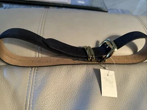 NWT Talbots Genuine Pig Suede Belt 9145 Navy Blue. Small. Gold Tone Hardware - Picture 1 of 5