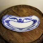 Antique W H Grindley & Co. Flow Blue Cresent Bone Dish