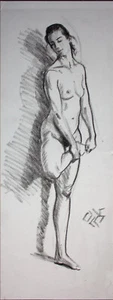 Original weibliche Kohle auf Papier Leben Zeichnung Akt Mädchen Frau Kunstwerk Realismus - Bild 1 von 1