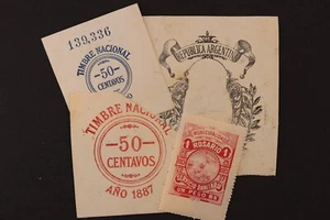 LOTE DE 4 SELLOS Y SELLOS FISCALES ARGENTINOS COLECCIÓN VINTAGE Ingresos - Imagen 1 de 5