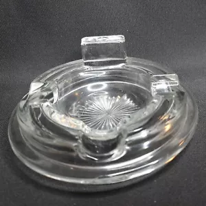 Cenere vintage vetro pesante pressato 4,5"" con poggiasigari - Foto 1 di 12