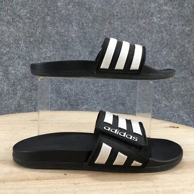 Adidas Sandals Youth 3 Boys Adilette Comfort Adjustable Slide EG1879 Black White - Image 1 of 4