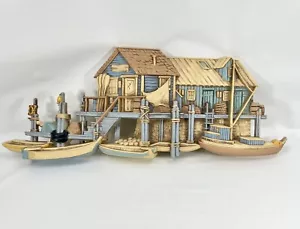 Decoración colgante de pared vintage de muelle de pueblo pesquero 3D 1977 Burwood Products Co - Imagen 1 de 6