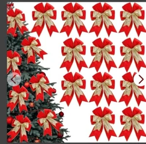 Velvet & Gold Holiday Bows 12 Pack New 6x9" - Picture 1 of 3