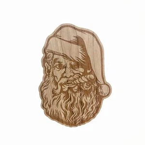 SMOKING SANTA Wood Stickers - Picture 1 of 3