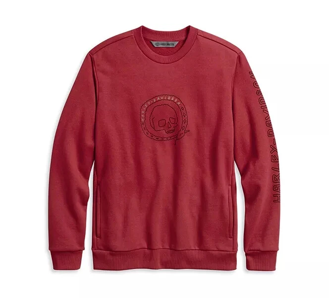 Harley-Davidson Serpent Skull Long Sleeve Sweatshirt Hoodie Dark Rust Slim Fit - Image 1 of 1