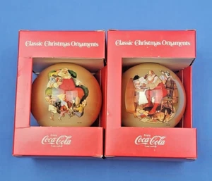 2 Vintage Coca-Cola Collectibles Classic Christmas Ornaments Corning Glass NIB - Picture 1 of 5