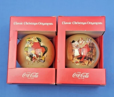 2 Vintage Coca-Cola Collectibles Classic Christmas Ornaments Corning Glass NIB - Image 1 of 4