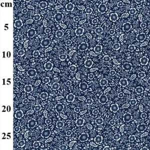 100% Cotton Fabric - Navy Blue & White Ditsy Floral Print Craft Fabric Material - Picture 1 of 4
