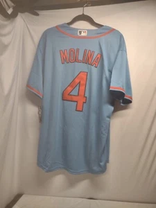 MLB Majestic St. Louis Cardinals Yadier Molina Alternative Jersey Blue Size Lg - Picture 1 of 5