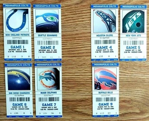VERY RARE SET OF SEVEN (7) TICKET STUBS FROM INDIANAPOLIS COLTS 1992 HOME GAMES - Picture 1 of 1