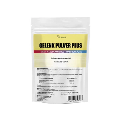 PRO NATURAL Gelenk Pulver Plus - Hyaluron säure Glucosamin MSM rein hochdosiert