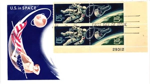 #1331-1332 1331a Space Twins / Gemini - PLATE BLOCK OF 4 - JACKSON CHICKE CACHET - Picture 1 of 1