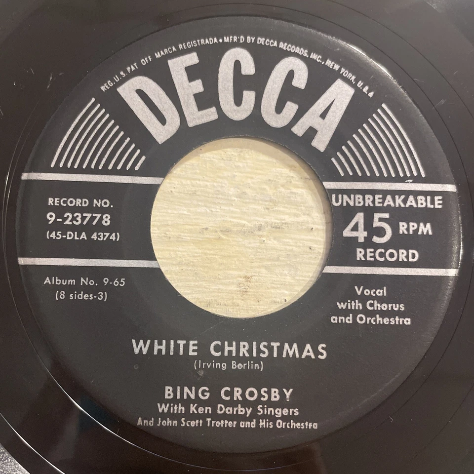 Bing Crosby White Christmas / God Rest Ye Merry Gentlemen 7” 45 Decca VG!!!! - Image 1 of 4