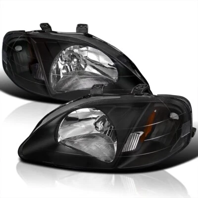 Crystal Black Headlight Amber Reflector For Honda Civic EJ EK EK4 EK9 1999-00 - Image 1 of 4