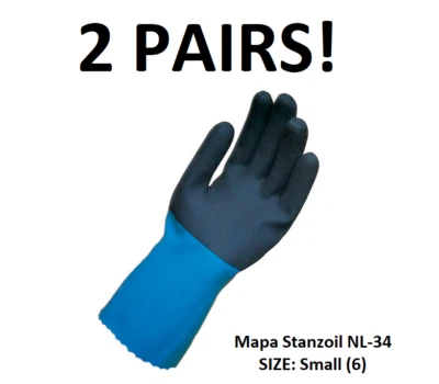 2 PARES - Guantes de neopreno Mapa Stanzoil NL34 acabado áspero, talla pequeña (6) (HR) Foto 1 de 4