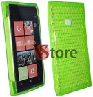 Cover Custodia Per NOKIA Lumia 900 Verde Silicone Case Gel Diamond 