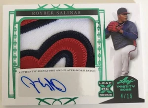 Atlanta Braves Auto RC Rare ERROR Patch 4/15 Patch Upside Down ROYBER SALINAS - Picture 1 of 3