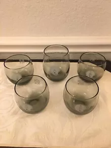 Vintage Houston Oilers Drinking Glasses NFL Football set of (5) Smoke Gray 70's - Picture 1 of 8