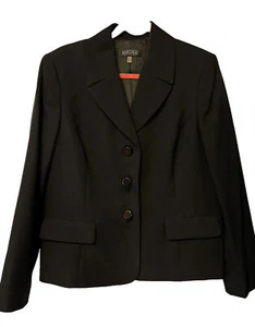 NEW Kasper Black Lined Long Sleeve Button Closure Blazer Jacket Lightweight 14 - Picture 1 of 7