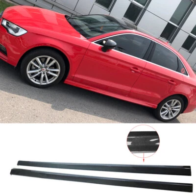 Side Skirts For 2013-2019 Audi A3 Sedan Bottom Extension Lip Carbon Fiber Look - Image 1 of 4